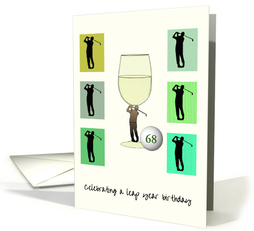 Custom Leap Year Birthday Male Golfer Profile as Wine Glass Stem card