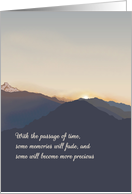 Anniversary Loss of Husband Precious Memories Mountain Setting Sun card