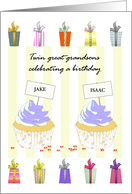Birthday Twin Great Grandsons Blue Frosting Cupcakes Presents card