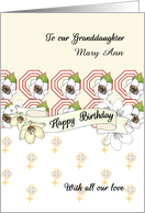 Custom Birthday for Granddaughter Camellia Blooms Geometric Designs card