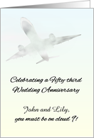 53rd Wedding Anniversary Pilot and Wife Plane Taking Off into Clouds card