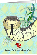 Chinese New Year of The Snake 2037 Bamboo Foliage Behind Reptile card