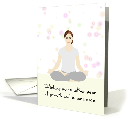 Birthday Lady Practising Yoga Minimalist Concept card (1862936)