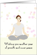 Birthday Lady Practising Yoga Minimalist Concept card