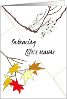 Embracing Life’s Seasons Spring and Fall Minimalist Concept card