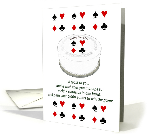 Canasta Themed Birthday Iced Cake Card Suits Club Heart... (1864526)