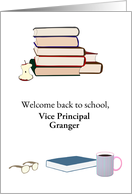 Welcome Back to School Vice Principal Coffee Books Eye Glasses card