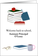 Welcome Back to School Assistant Principal Coffee Books Eye Glasses card