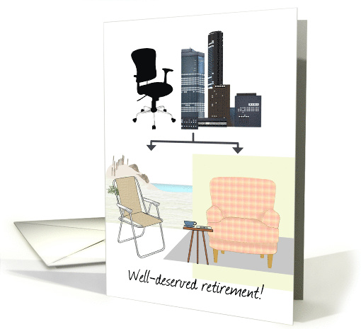 Retirement Office Buildings Coastline Work and Easy Chairs card