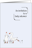 Baby Shower Invitation Two Happy Geese Dancing card