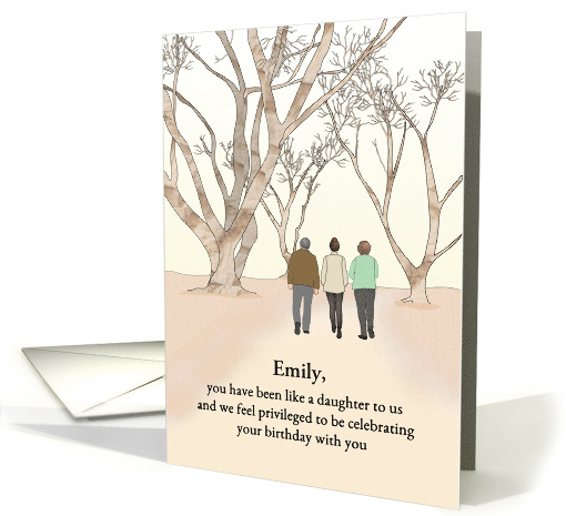 Custom Birthday Like a Daughter to Us Strolling Along a Lane card