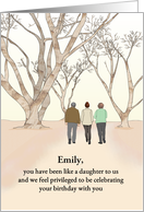 Custom Birthday Like a Daughter to Us Strolling Along a Lane card
