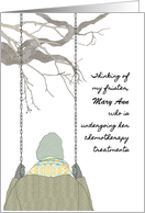 Thinking of Frister Undergoing Chemotherapy Lady on a Swing card