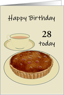 Frangipane Raspberry Tart and Tea Twenty Eight Custom Age Birthday card