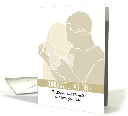 New Baby Congratulations Dad Mom and Little One in Color Block card