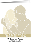 New Baby Congratulations Dad Mom and Little One in Color Block card