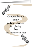Godson Placing First Motorcycle Race Motorcyclists on Track card