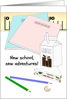 First Day at New School Milk Sandwich Exercise Book Color Pencil card