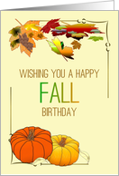 Fall Birthday Abstract Fall Foliage and Pumpkins in Fall Colors card