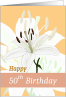50th Birthday Half Century Club Stargazer Lily Flowers in Soft Shades card
