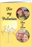For My Valentine Then and Now Photo Card Red Hearts Tied to Tree card