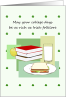 St Patrick’s Day Friends to College Students Books Sandwich Apple card