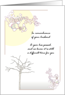 First Year Remembrance of Husband Bare Tree and Sun card
