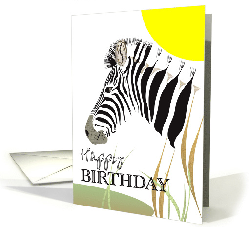 Birthday Greetings Across the Miles Zebra Partial Side View card