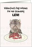 Valentine’s Day for Granddog French Bulldog Guarding Steak on Plate card
