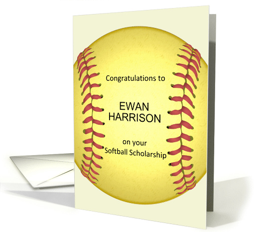 Custom Congratulations on Receiving Softball Scholarship card