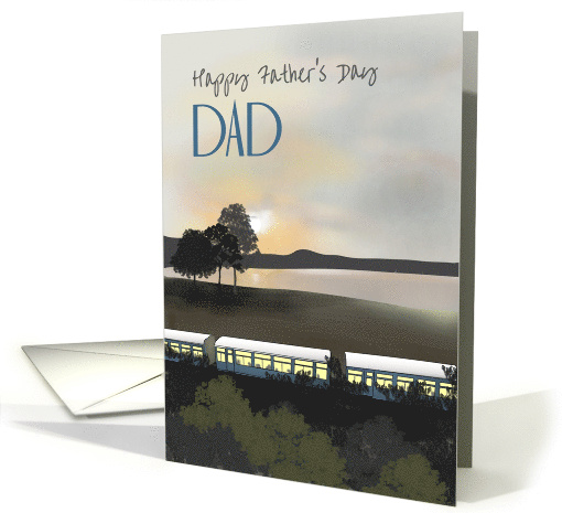 Father's Day Train Running Through Countryside Evening Sky card