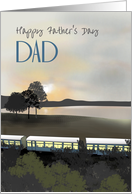 Father’s Day Train Running Through Countryside Evening Sky card