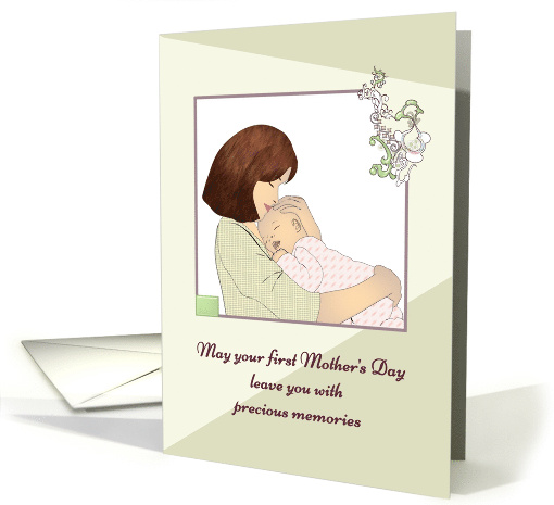 Baby Asleep in Mother's Arms First Mother's Day Precious Memories card