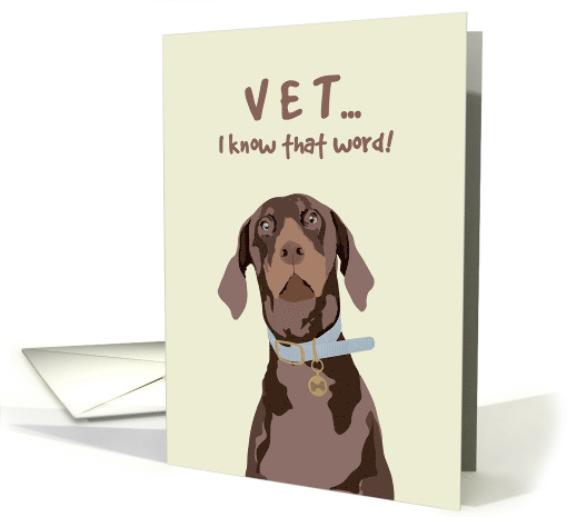 Vet Retiring Pet Dog Hearing Word VET Looking Worried card (1915474)