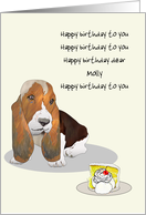 Basset Hound Happy Birthday To You Can We Eat Now Cake Ice Cream card