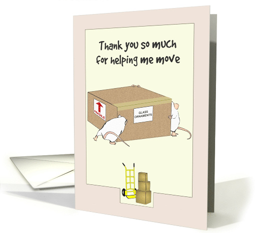 Thank You Helping Me Move Cartoon Rats Moving a Box card (1918840)