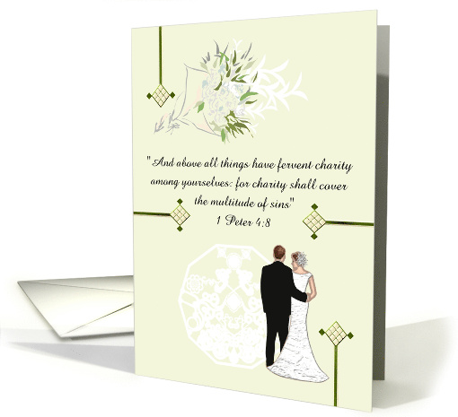 Wedding Daughter Bible Verse Bouquet Of Flowers Bride And Groom card