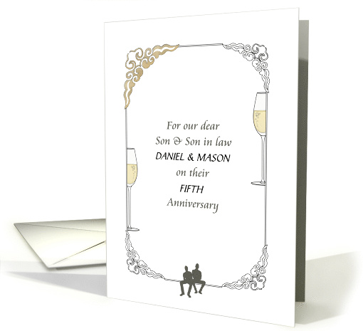 Son and Son In Law Custom Anniversary Couple Silhouette Champagne card
