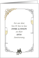 Son and Son In Law Custom Anniversary Couple Silhouette Champagne card