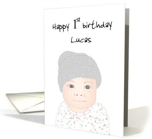 Baby's First Birthday Cute Little Smile Custom Name card (1957662)