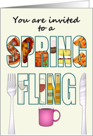 Invitation Spring Fling Party Food and Drinks and Cutlery