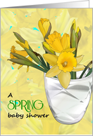 Baby Shower in Spring Pretty Daffodils in Vase Invitation
