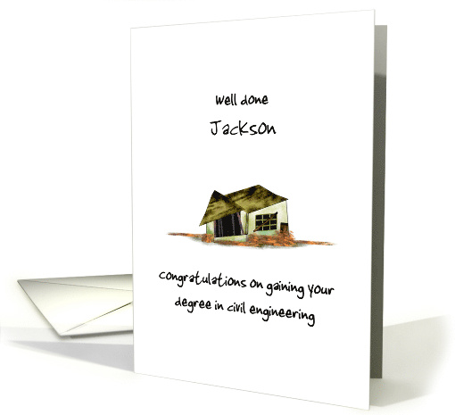 Graduation Bachelor Degree in Civil Engineering Delapidated House card