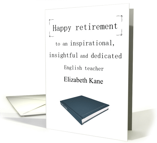 Retirement for Inspirational and Insightful English Teacher card