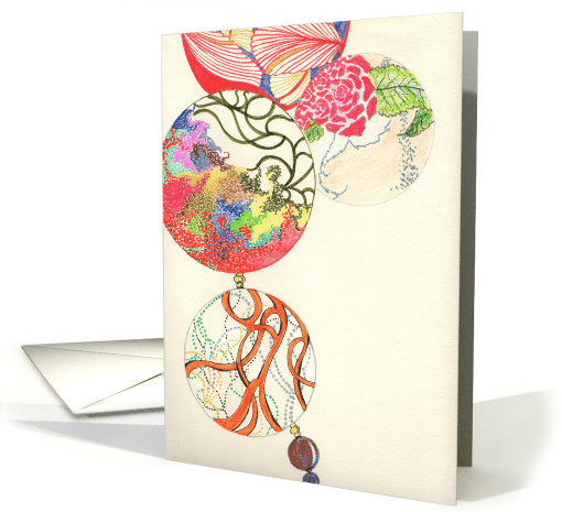 Floating in Air Hand Drawn Colorful Baubles Blank card (851261)