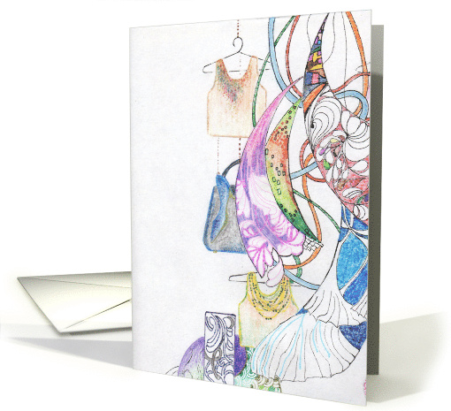 Clothes on Hangers Handbag Abstract Design Blank card (851269)