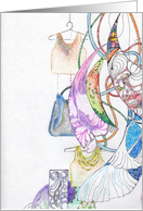 Clothes on Hangers Handbag Abstract Design Blank card