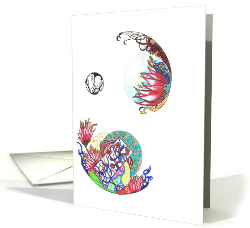 Hand Drawn Abstract Colorful Spheres Blank card (851686)