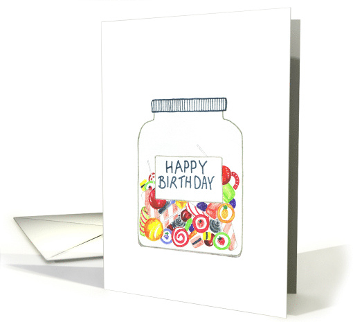 Happy Birthday Hand Drawn Jar Of Sweets card (853191)
