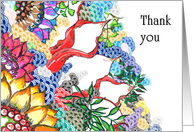 Thank You Friend Hand Drawn Abstract Coral Reef card